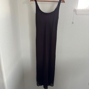 Long brown A-line dress